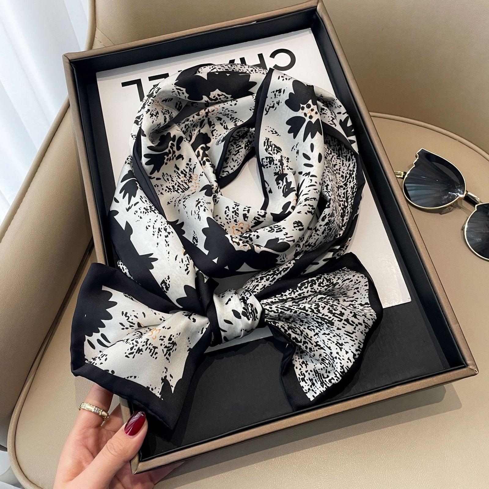 Elegant Floral Hair Scarf for Women