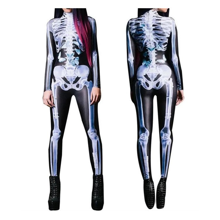 Funny Halloween Skull Slim Fit Bodysuit