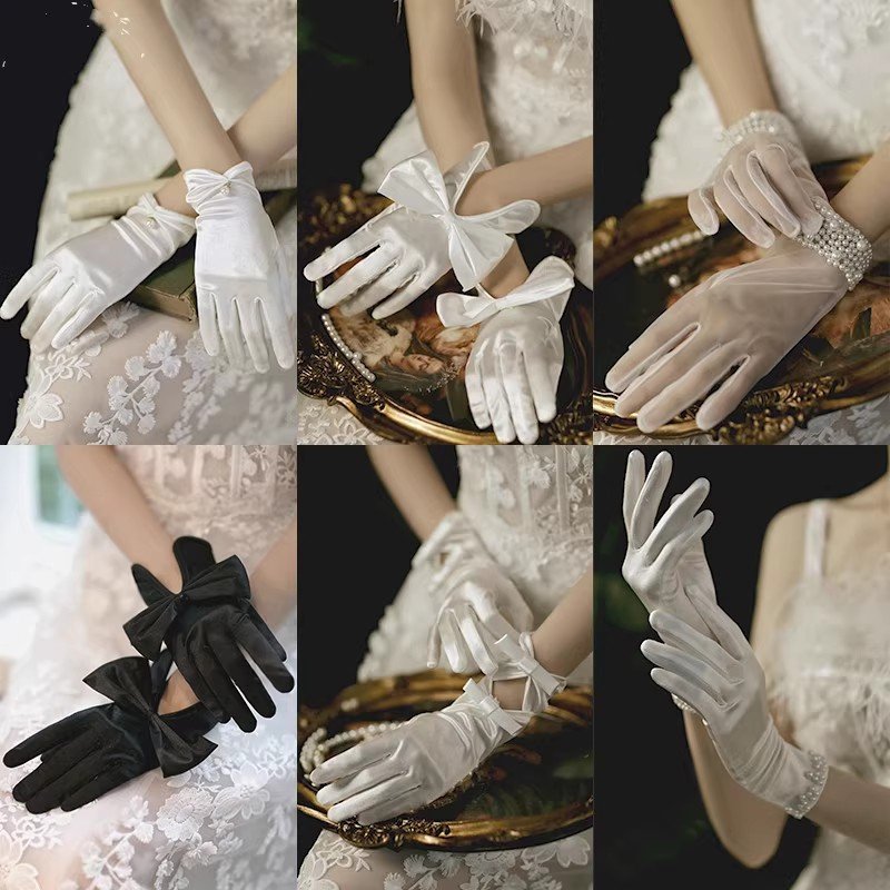 Pearl Lace Bridal Gloves for Women
