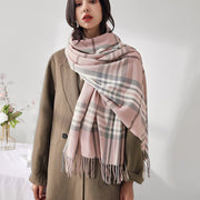 Winter Plaid Cashmere Scarf for Women