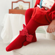 Baby Red Christmas Tights with Bowknot