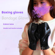 Latex Boxing Gloves for Women - Black Spherical Design