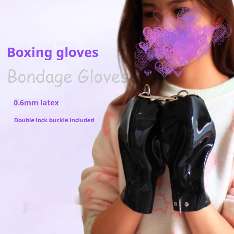 Latex Boxing Gloves for Women - Black Spherical Design