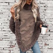 Warm Cable-knit Sweater Cloak for Women