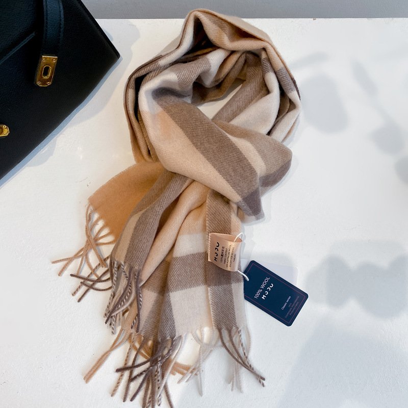 Warm British Classic Wool Plaid Scarf