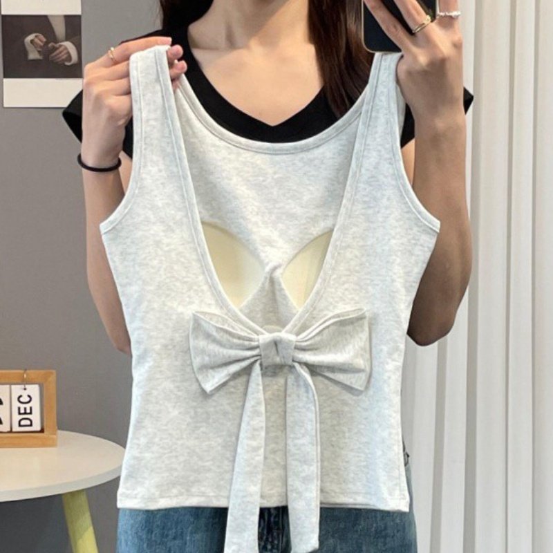 Gray Pink Women's Slim Fit Vest Sling Top