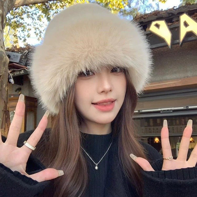 Warm Mink-Like Plush Bucket Hat for Women