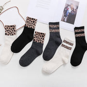 Leopard Print Mid-Calf Socks for Women