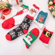 Women's Cartoon Christmas Stockings Fleece-Lined Socks