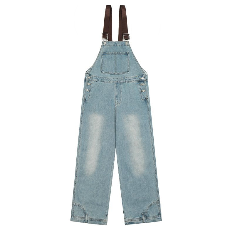 Retro Wide Leg Denim Jumpsuit for Women