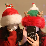 Christmas Deer Antlers Plush Bonnet for Kids