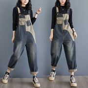 Plus Size Loose Denim Suspender Pants for Women