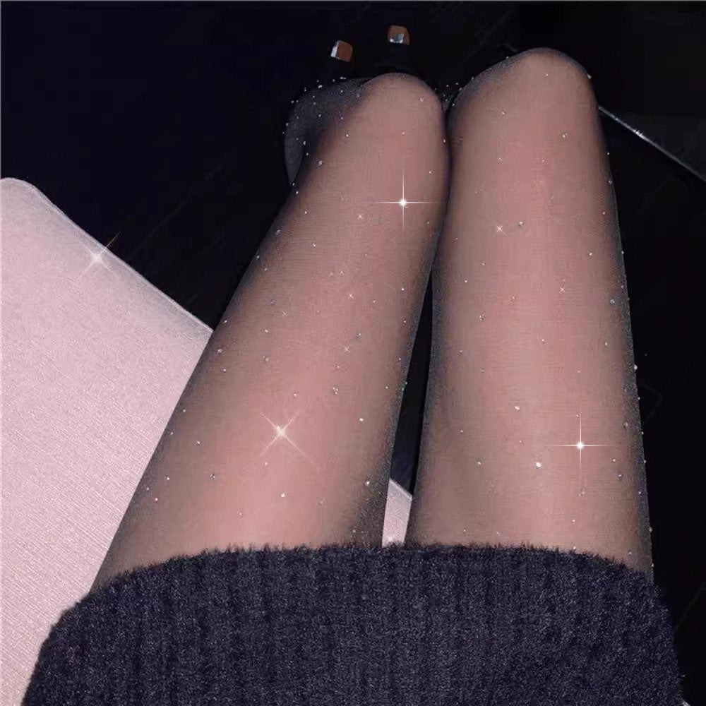Glitter Starry Leggings for Women - Ultra-Thin Sequined Tights