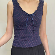 Polka Dot Sleeveless Knit Cami Top