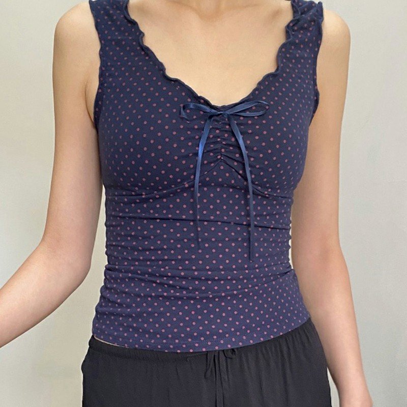 Polka Dot Sleeveless Knit Cami Top