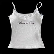 Lace Letter Print Sling Top - Elegant Summer Essentials