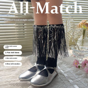 Sequin Tassel Calf Socks for Women