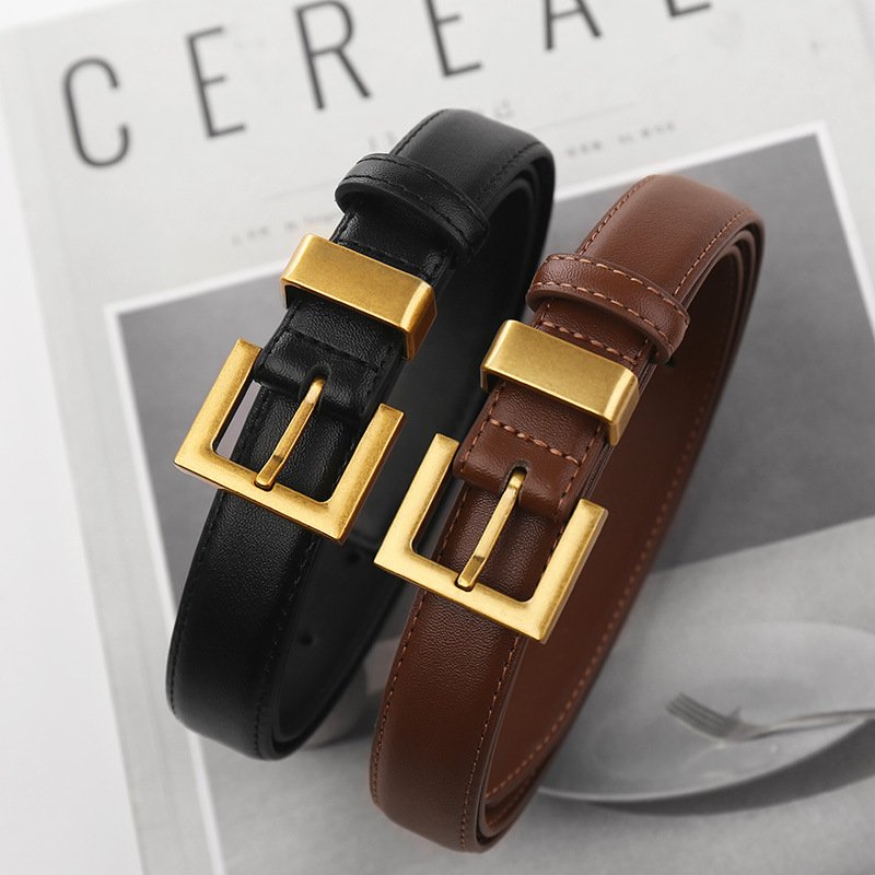 Soft Leather Pin Buckle Wide Belt for Women