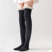 Knee High Twist Stockings for Women, Lengthened Vertical Bar