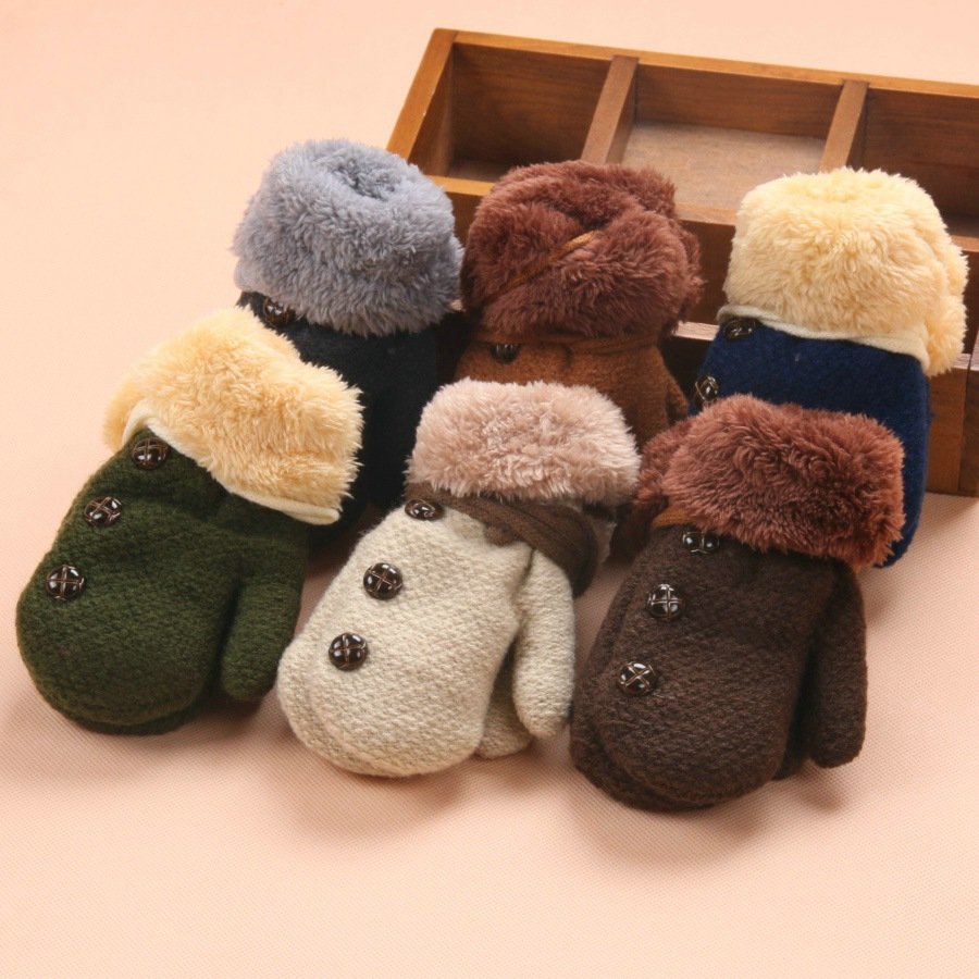 Soft Knitted Velvet Gloves for Women