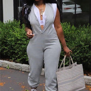 Gray Harajuku-Style Sleeveless Jumpsuit for Women