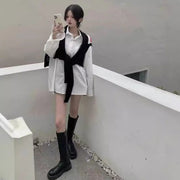 Women's Cartoon Shawl Sweater Set