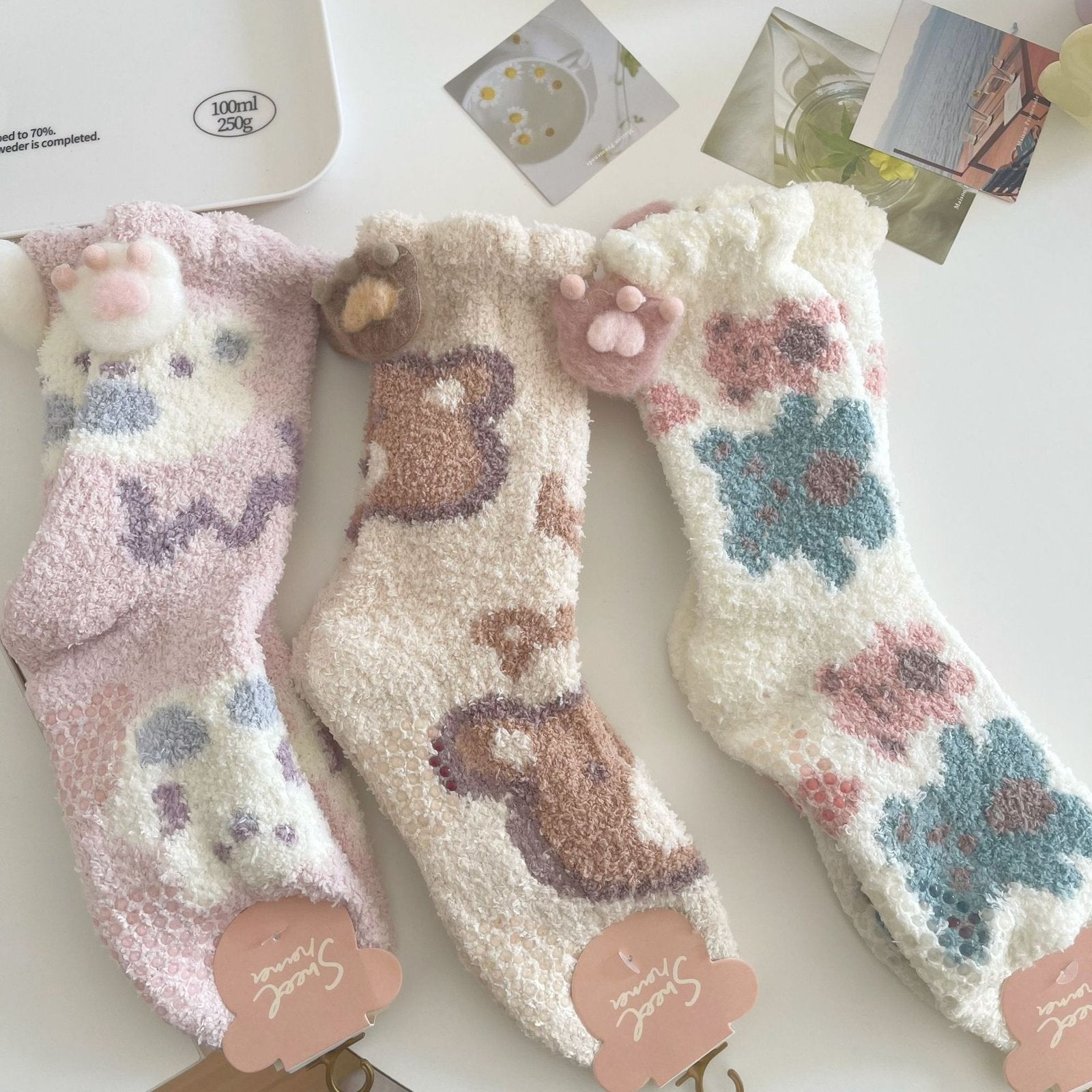 Warm Coral Fleece Mid-Calf Thermal Socks for Women