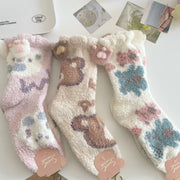 Warm Coral Fleece Mid-Calf Thermal Socks for Women