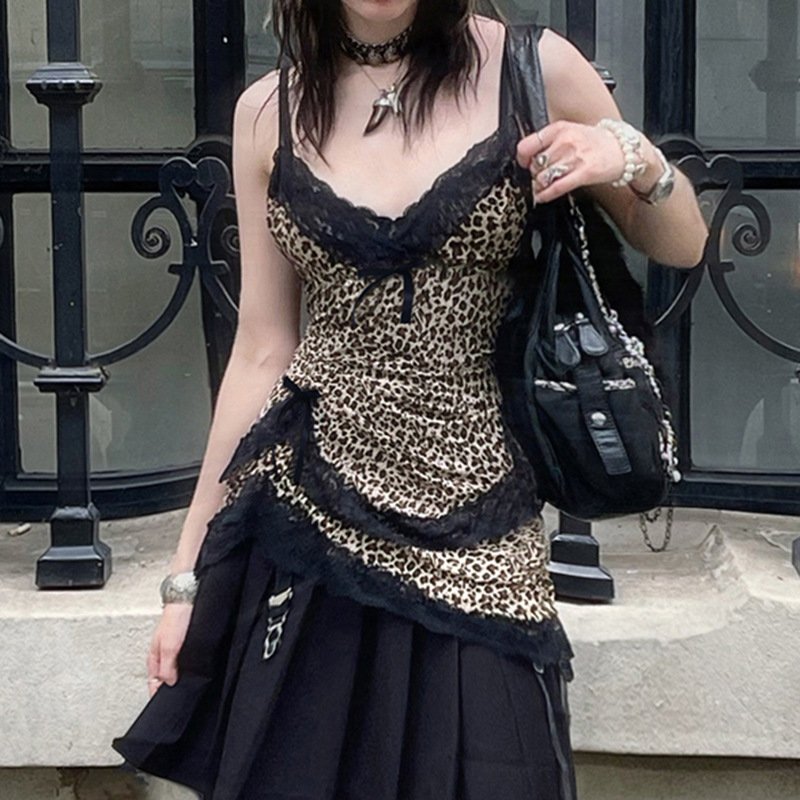 Leopard Print Backless Vest for Women