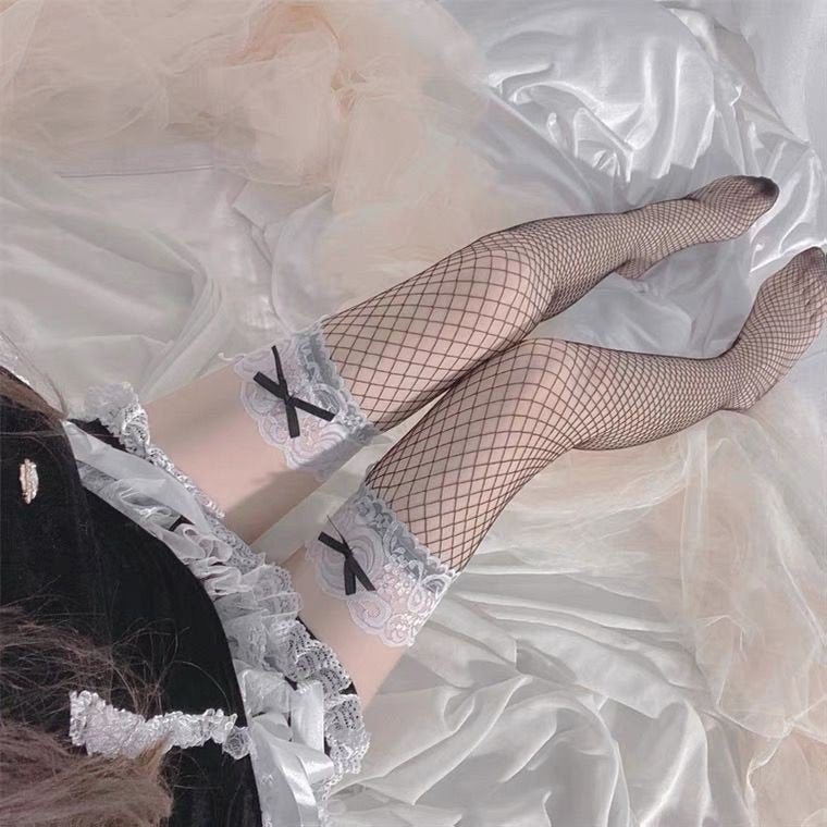 Autumn Black Lace Long Socks for Women