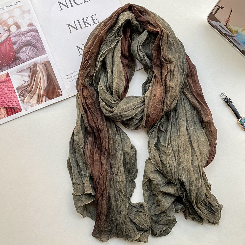 Vintage Style Cotton Linen Scarf for Women