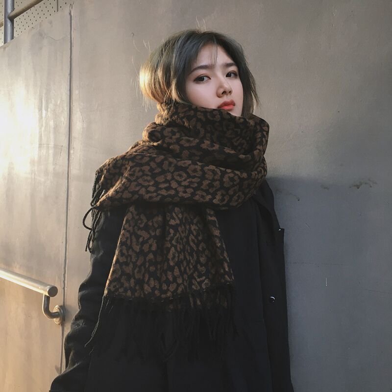 Warm Leopard Print Scarf for Women