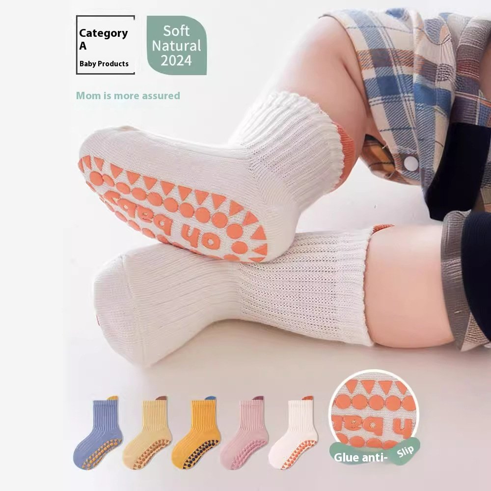 Baby Non-Slip Socks for Newborns, 3-Pair Set, Soft Cotton, Cute Designs, Perfect for Spring & Autumn, Summer, Winter