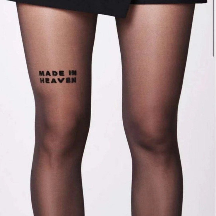Thin Style Ribbon Letter Flocking Stockings for Women
