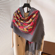 Warm Floral Cashmere Scarf for Winter