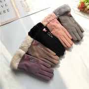 Warm Double Layer Fleece-lined Riding Gloves for Women