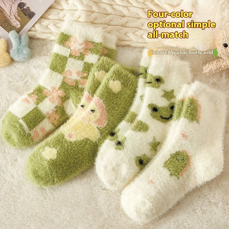 Cute Cartoon Animal Fur Socks for Women