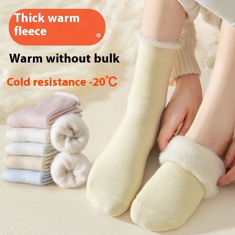 Warm Mid-Calf Fleece Lined Cashmere Socks for Women
