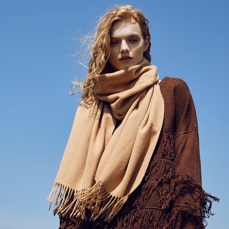 Warm Solid Color Wool Scarf for Men & Women