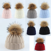 Warm Raccoon Fur Ball Hat