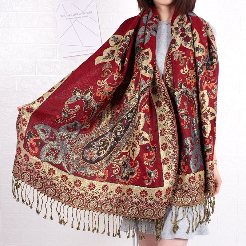 Vibrant Floral Cashmere Scarf for Women