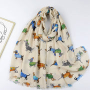 Stay Warm in Style with Satin Printed Sausage Dog Scarf