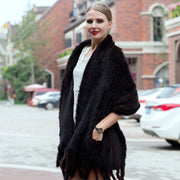 Long Thickened Fur Scarf Wine Red Brown