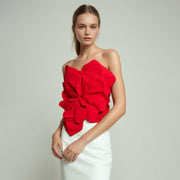 Sexy 3D Flower Backless Tube Top Vest