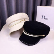Winter Hat with Pearl Chain