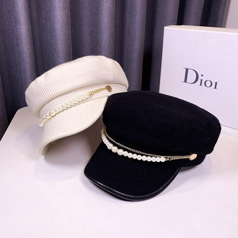 Winter Hat with Pearl Chain