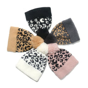 Warm Leopard Print Knitted Hat for Women