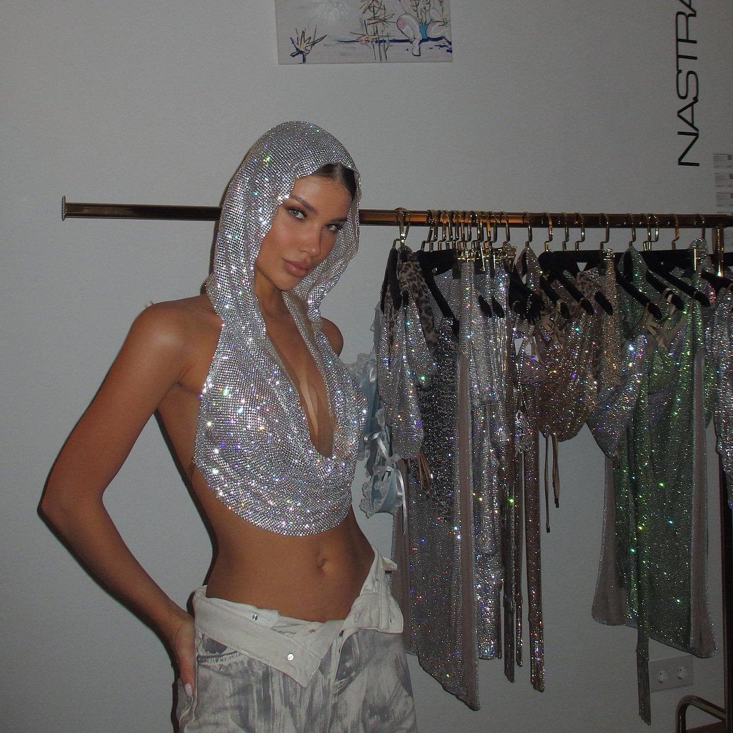 Sexy Metal Sequin Hooded Vest for Women