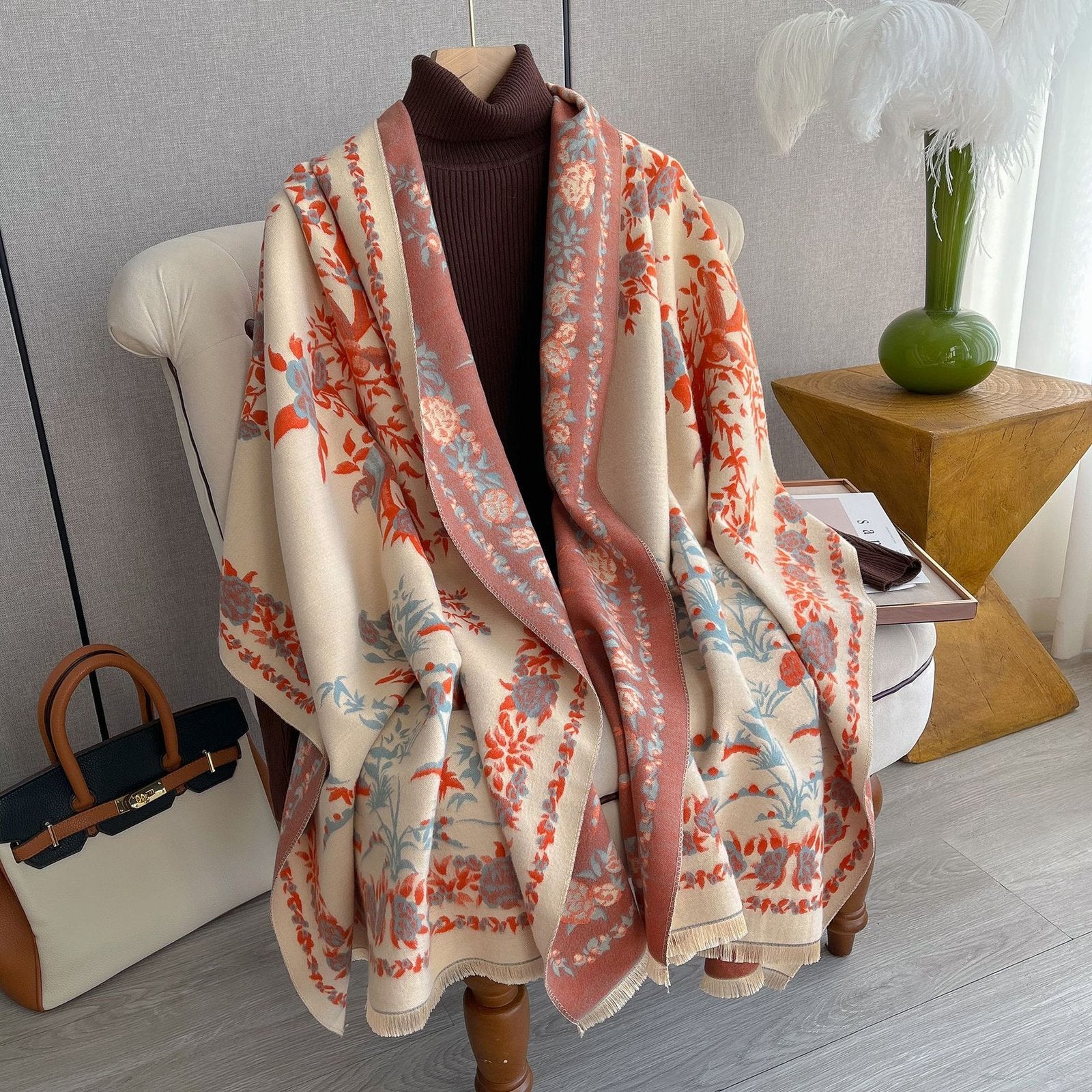 Warm Cashmere Tassel Scarf for Women
