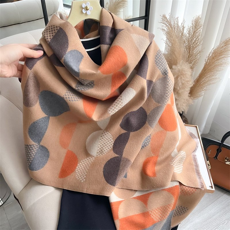 Warm Jacquard Tassel Shawl Scarf for Women